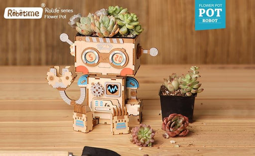 Cute Animal Robot Flower Pot - 3D Robot Wooden Puzzle - The Panic Room Escape Ltd