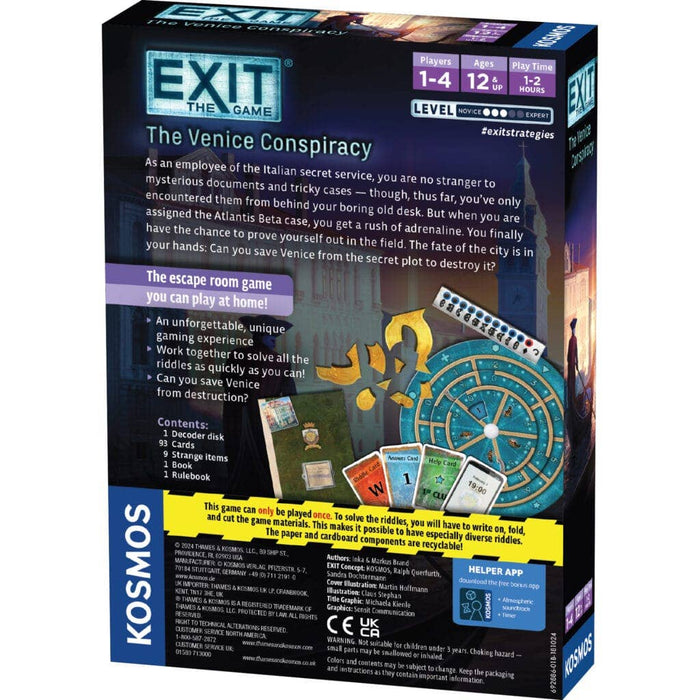 Exit: The Venice Conspiracy - Escape Room Board Game - The Panic Room Escape Ltd