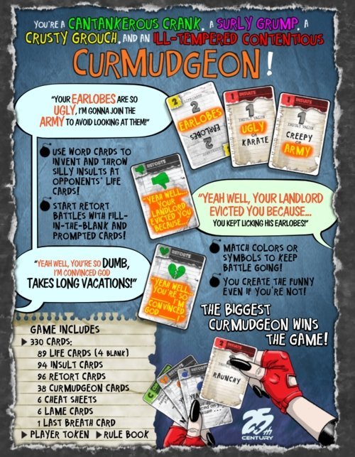 (Sun damaged) Curmudgeon - A Game Of Silly Insults - The Panic Room Escape Ltd