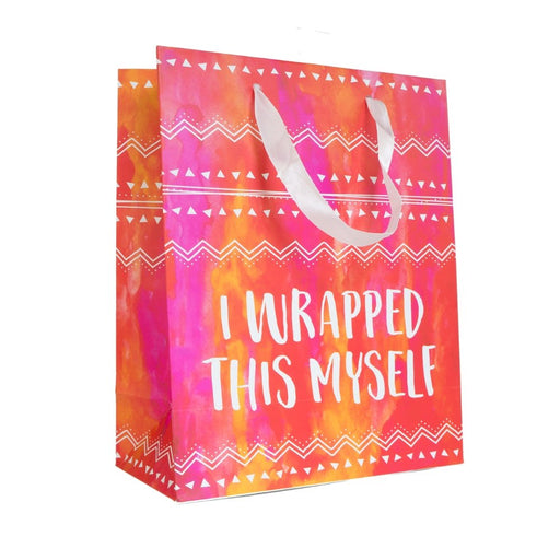 Funny Medium Gift Bag: "Wrapped This Myself" Tribal Red - The Panic Room Escape Ltd