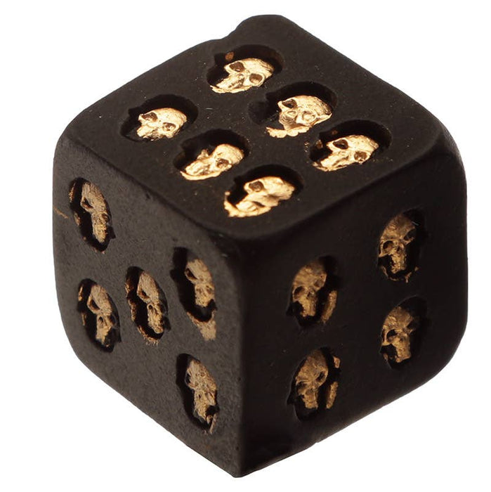 Skulls and Roses Set of 2 Black and Gold Skull Dice - The Panic Room Escape Ltd