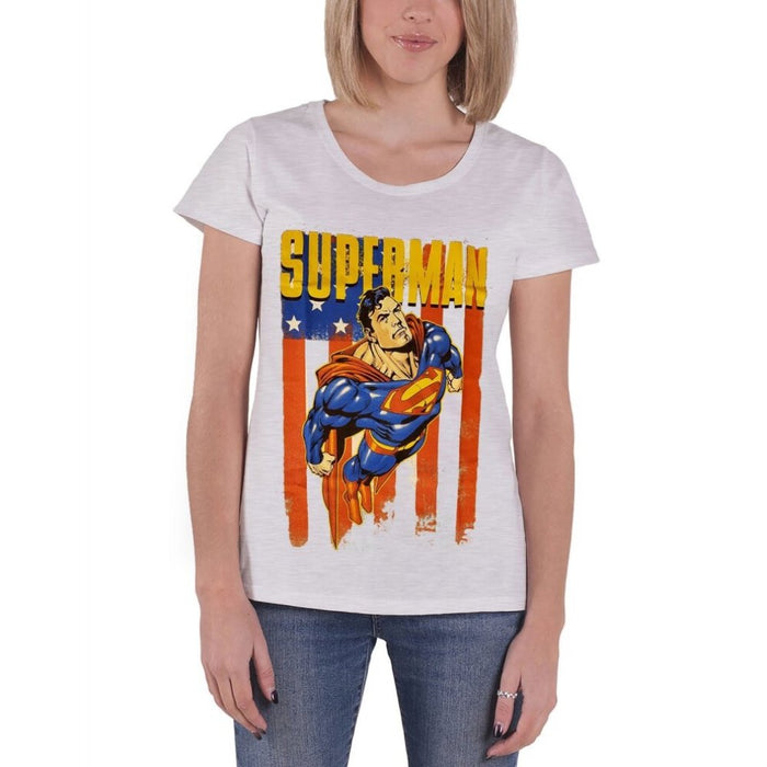Superman Flying Grey Ladies T-Shirt - The Panic Room Escape Ltd